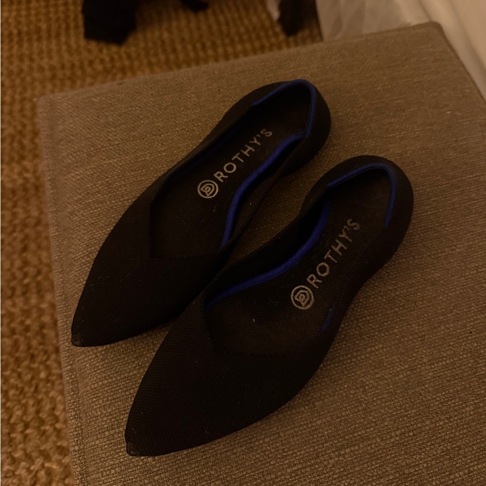 Rothy’s Black Pointed Toe Flats | Size 8.5 | Washable Knit